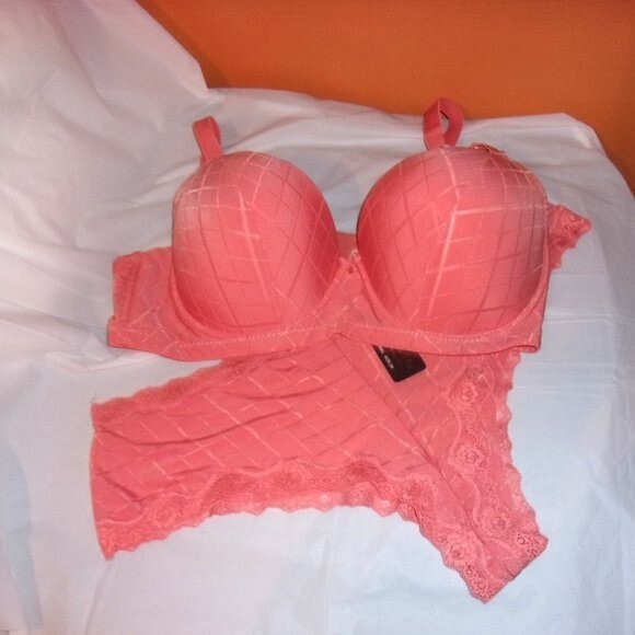 Youmita  Coral Jacquard 42DD Push Up Bra/3X Hipster Set NWT - Picture 12 of 14